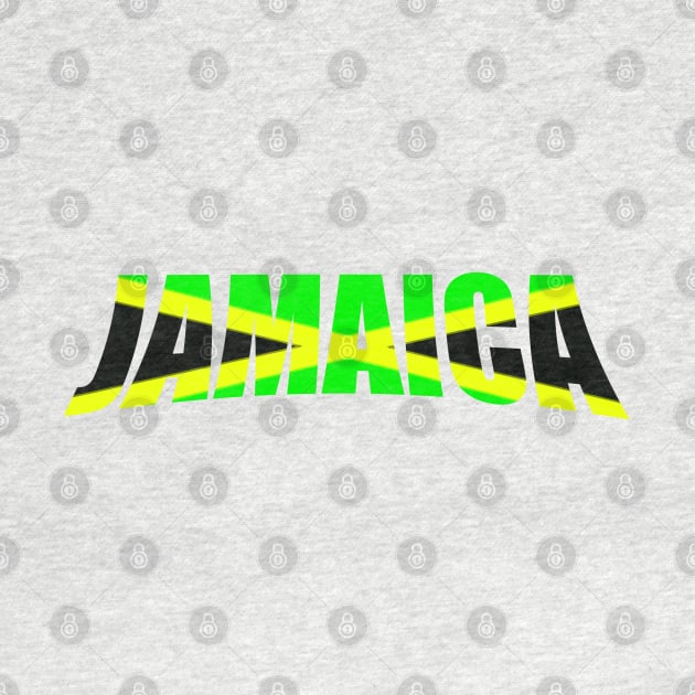 Jamaican flag in black green and gold inside the word Jamaica by Artonmytee